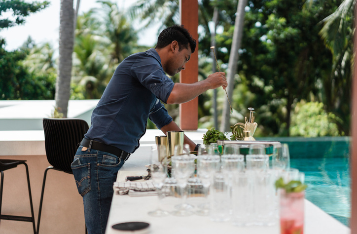 Bartender preparing cocktails